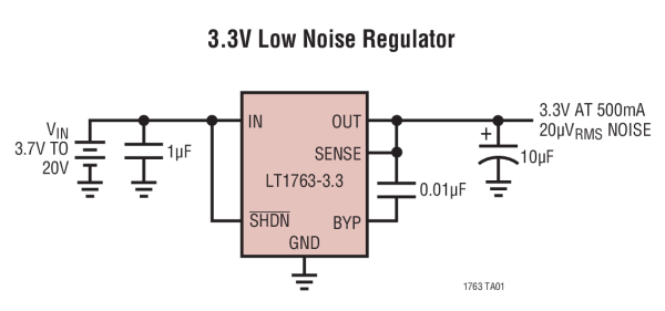 LT1763 - 500mA、低噪声、LDO 微功率稳压器